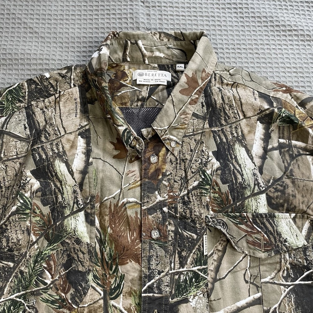 Beretta Camo Hunting Shooting Vented Shirt XXL Mens Realtree Long Sleeve
